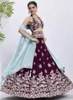 Poly Georgette Burgandy Party Wear Sequins Work Lehenga Choli